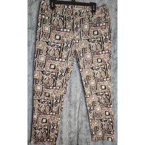 Chico's Sundown Safari Patterned Pants Size 1.5 Size M/10 Ankle Stretch Jeans